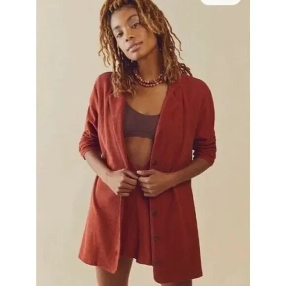 Free People FP Beach Lizzie Blazer Rust Romper One Piece Dress Size S NWT - Picture 2 of 8